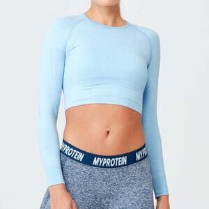 Shape Seamless Crop Top in Light Blue Marl